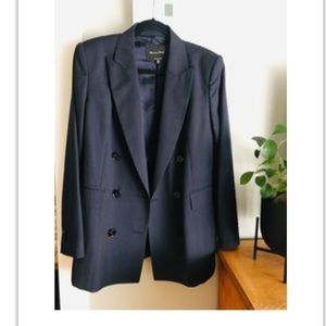 Massimo Dutti Womens Navy Blue Blazer Jacket Wool